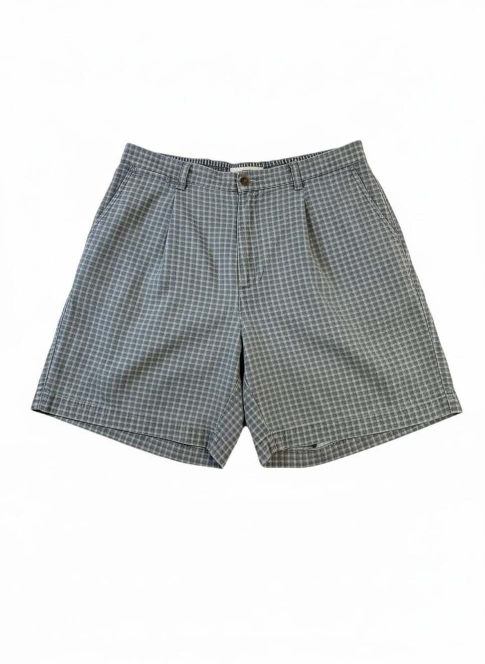 Vintage L.L. Bean Shorts Mens 38 Elastic Waist Pleated Cotton Plaid Casual Golf